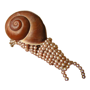 David Bielander 'PearlSnail' 2004 Brooch - gold, snail shell, freshwater pearls