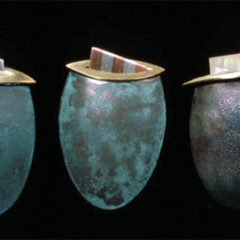 5.19 'Brooches' 1985. white metal (patinated), copper, brass