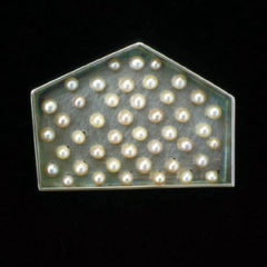 5.65 'House' 2003. Brooch; white metal (oxidised), culturted pearl