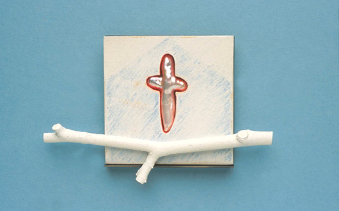 7.61 'Pére Lachaise' 2004. Brooch; white metal, wood, paint, cultured pearl